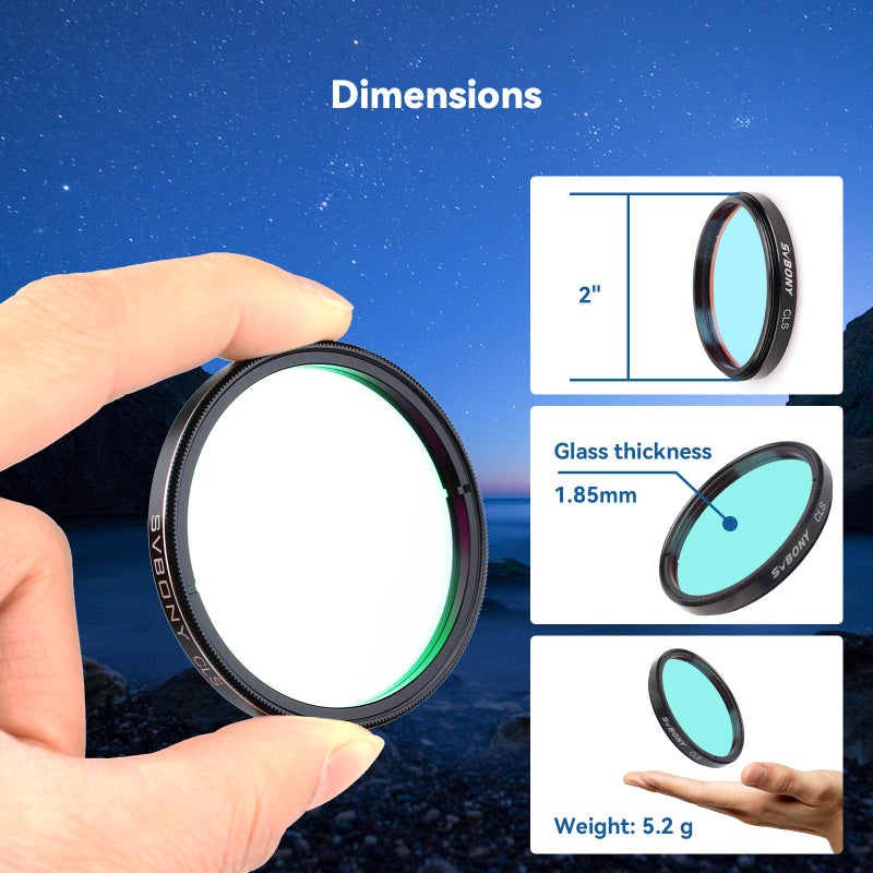SVBONY Telescope Filter 2" CLS Broadband Filter, Reduce City Light Pollution Suitable for Deep Sky Visual Astronomical Photography - Image 4
